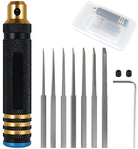 JETHMA Model Chisel,Model Scribers Gundam Resin Cutting Tool Craping Line Scraping Tool Chisel with 0.1/0.2/0.4/0.6/0.8/1.0/2.0mm Blades for Carving Engraving Cutting