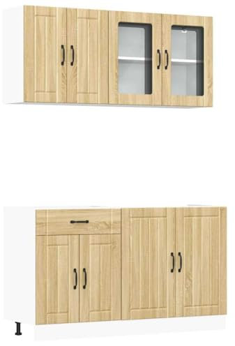 HETFTJN Mobile Cucina Salvaspazio Armadietto da Esterno Armadio Cucina Armadietto Salvaspazio - Set Mobili da Cucina 4 pz Kalmar Rovere Sonoma in Truciolato per Camera Da Letto Ufficio Esterno Cucina