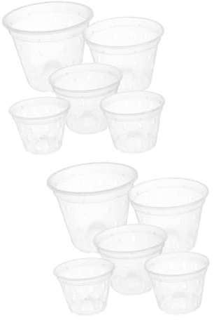 BESPORTBLE 2 Ensembles Pot De Plante Flottant Écorce D'orchidée Feuilles D'orchidées Artificielles Grand Pot De Fleurs D'intérieur Terreau pour Orchidées Transparent PP 5 Pièces * 2