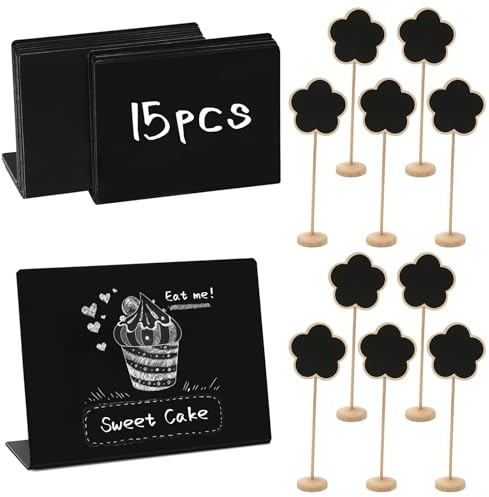 25 Stück Kreidetafel Klein Set, L-Form Preisschilder Aufsteller 10x7.5cm - Abwischbare Mini Tafeln zum Beschriften für Buffet Schilder, Hochzeiten, Partys, Cafés & Tischkarten