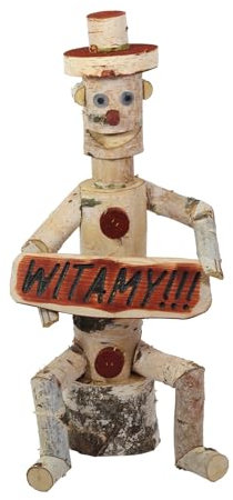 Holzfigur für Garten aus Birke WILLKOMMEN Gartenschmuck 55cm