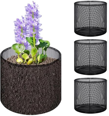 BommFu Teichpflanzkorb | Schwimmkorb Für Teichpflanzen | 4 Atmungsaktive Schwimmende Wasserpflanzen-Netztaschen Für Garten, Teich, Balkon Und Innenraumbegrünung