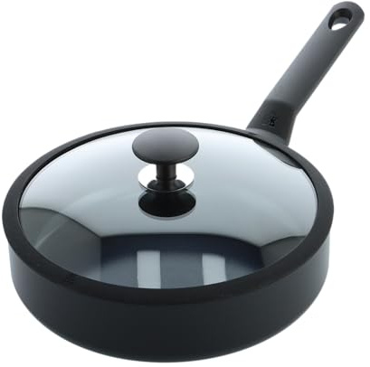 BK Blue Label Induction Antihaft-Keramik-Schmorpfanne mit Glasdeckel, Ø24 cm/2.7 L, PFAS-frei, Induktionspfanne, Ofenfest bis 160 °C, Spülmaschinenfest, Schnell erhitzbar, Kühle Griffe, Schwarz