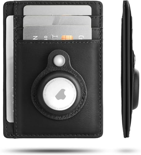 WeeDee AirTag Porte Carte Bancaire (Non Inclus) - Portefeuille Minimaliste pour Hommes avec Poches Avant Fines - Porte-Cartes de Crédit RFID