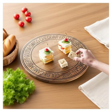 HUFIREHU Plato Giratorio para Servir De Mesa Giratorio Redondo Tabla Rotativa De Madera Pantalla De Cocina Bandeja Giratoria Cocina Y Servir