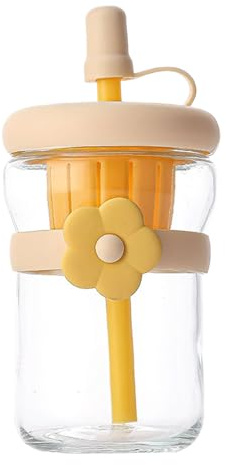 Bottiglie di con coperchio, 500 ml, bottiglia d'acqua in a bocca larga, riutilizzabile con cannuccia in silicone, per caffè, tè, bevande, latte caldo freddo, viaggi, campeggio, scuola