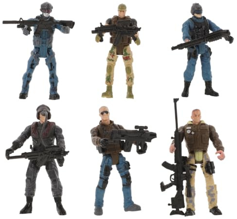 ORFOFE Figurines de Soldats Petites Articulées en Plastique 6pcs Articulations Mobiles, Faciles à Transporter, pour Décoration de Gâteau ou Table de Sable