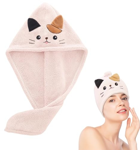 BLNC Hårhandduk Turban, mjuk och anti-frizz handduk, snabbtorkande för kvinnor och flickor (Rosa)