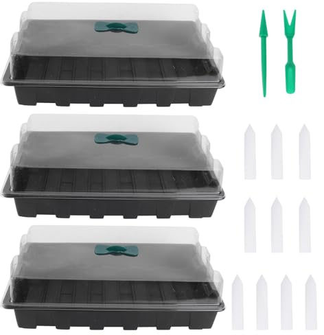 Yardenfun 3 Set Vassoi Germinazione Neri Scatola Pratica per Coltivazione Semi Propagatori Piantine per Microgreens Piante Grasse e Foglie Kit Germinatore Indoor