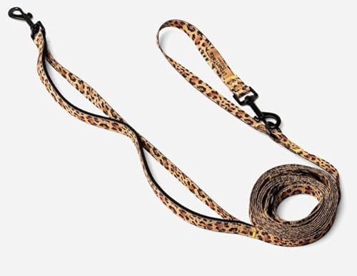 UrbanTails Multifunktionale Hundeleine 3,5m – Verstellbar, Handsfree, Reflektierend, 2 Gepolsterte Griffe, Trainingsleine für Kleine & Große Hunde (Leopard, 3,5m)