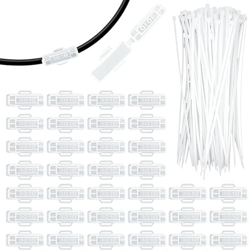50 stycken transparent vattentät kabelmärkning med 50 buntband av nylon, återanvändbar kabelskrift klämma, 31 mm kabelmärkning, för märkning sortering