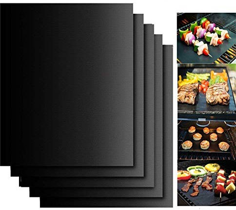 BBQ Grillmatte Teflon Grillmatten 4er Set 260°C Antihaftbeschichtung und Einfach zu säubern Wiederverwendbar 330 * 400 * 0.2mm