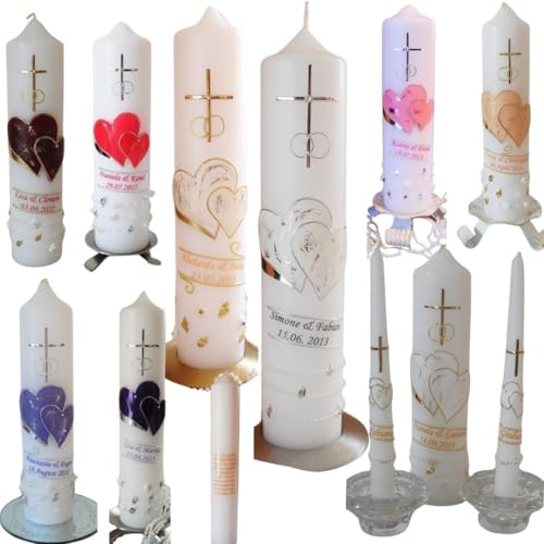 Hochzeitskerze-Traukerze-Brautkerze - Hochzeit - mit Perlen sehr Edel ink.Namen,Datum. B076ZY2YGP