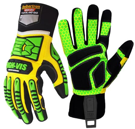 Seibertron HIGH-VIS compétence SDXG2 SuperGrip GEL Oil & Gas Gants de sécurité de protection contre les chocs anti-vibrations Gants de travail Gants de travail, gants mécaniques XL