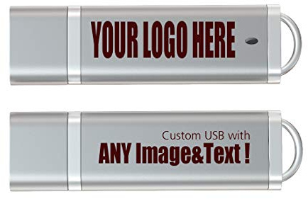MEINAMI Clé USB Personnalisée Publicitaire 16 Go avec Logo, Texte 25 Pièces Argent