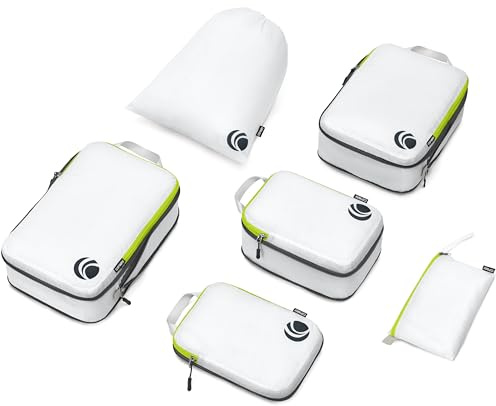 Cipway Packkuber i set, ultralätta expanderbara resepackning-organisatörer för handbagage (vit 6 st)
