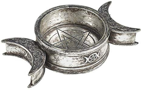 Alchemy Bol o Cuenco Decorativo con Forma de Ciclo Lunar Triple Moon - Plateado