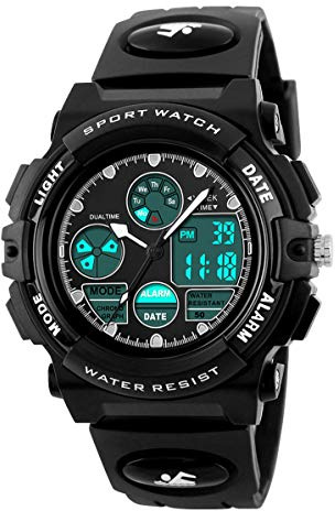 findtime Kinderuhr Junge Digital Armbanduhr Jungen Mädchen Kinder Uhren für Jungs Stoppuhr Wecker Analog Uhr Kinder Digitaluhr Outdoor Sport Quarz LED-Licht Datum 5ATM Wasserdicht Multifunktional