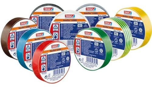 Tesa - Cinta Aislante de PVC (15 mm, 10 m), Color Negro
