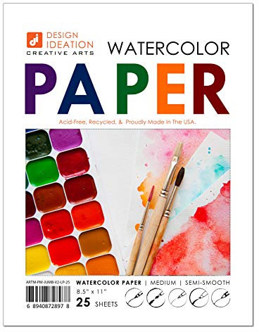 Design Ideation Aquarellpapier Mixed-Media Papier für Bleistift, Tinte, Marker und Aquarellfarben Ideal für Kunst, Design und Bildung. Lose Bogen Packung. 21,6 x 27,9 cm 8.5 x 11 weiß