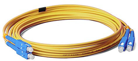 Cavo fibra ottica LWL – 5 m OS2 giallo, SC a SC spina, Duplex 9125 cavo patch – conduttore di luce 5 metri, Cavi di Rete