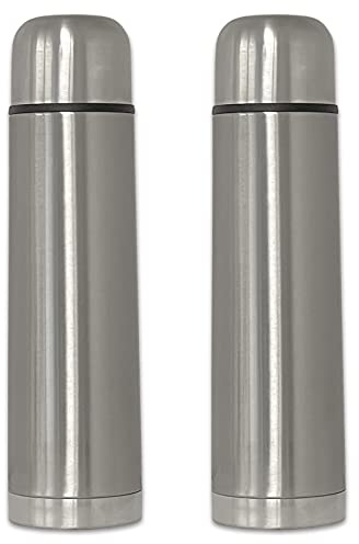 2er Set Edelstahl Isolierflasche 750ml mit Becher Kaffee Tee Isolier Flasche Thermosflasche Thermobecher Wasserflasche Thermoskanne Thermoflasche