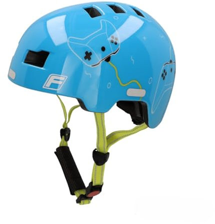 FISCHER BMX Fahrradhelm, Radhelm, Dirt Bike Helm Plus Game, XS/S, 48-54cm, blau, mit integriertem LED-Rücklicht