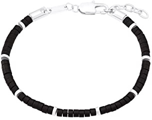 s.Oliver pulsera de acero inoxidable de los hombres de la joyería del brazo, con ágata, 20+2 cm, plata, Viene en caja de regalo de joyería, 2033927
