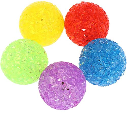 Interaktives Katzenspielzeug mit Glöckchen Kunststoff Ball Kristallmuster für Haustiere 5 Stück Katzen zufällige Farbe