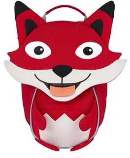 Affenzahn Kinderrucksack Kleiner Freund Fuchs - Rot | Ergonomischer Kindergarten-Rucksack für Kinder von 1 bis 3 Jahren mit Reflektoren, Ziehzunge und Namensschild
