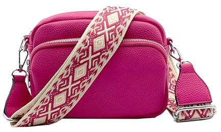 stylx Crossbody Bag Damen Leder Breiter Gurt Handtasche Umhängetasche Moderne Taschen mit breitem Schultergurt,Abnehmbarer Schultergurt,Schwarz.