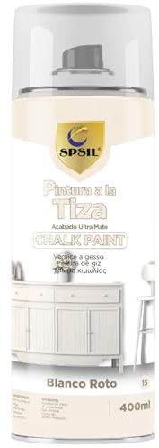 SPSIL Pintura a la Tiza en Spray color Blanco Roto 400ml - Transformar Muebles y Proyectos de Carpintería - Interiores y Exteriores - Secado Rápido