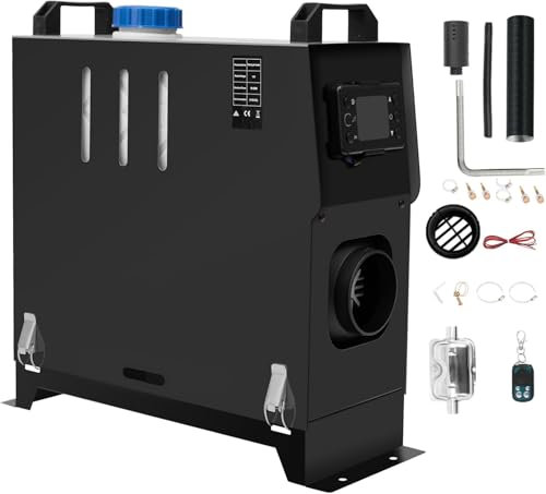 Jacgood 12V 5KW/8KW Diesel Air Heater，5000W-8000W Parking Heater Kit With Remote Muffler And LCD Display For RV Fast Heating，RV Trucks, Car Trailers, Boats, Buses (Black)