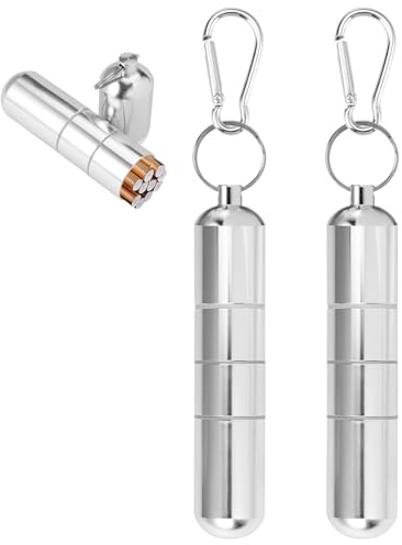 2 Pièces Mini étui à Cigarettes en Aluminium, 12.5×2.5cm, avec 2 Porte-clés
