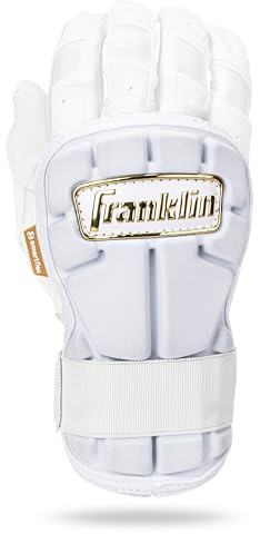 Franklin Sports Baseball Hand + Wrist Guard - PRT LG Series Adult Hand + Wrist Protector for Batting - Protective Shield - Righty + Lefty Hitters - White + Gold - One Size - Adult