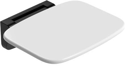 Sedile per Doccia da Parete Ribaltabile，Sgabello Doccia Pieghevole a Muro，Sedia da Doccia Disabili e Anziani (Nero+Bianco)