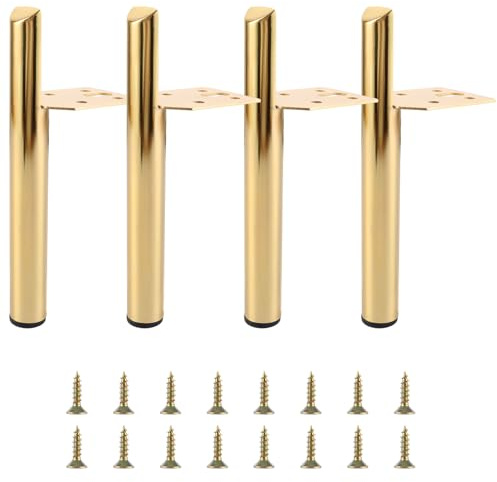VIDETOL 4 Stück Möbelfüße Gold, 15 cm Schrank Füße mit Schrauben, Tischbeine Metall für TV-Schrank, Sofa und Möbel
