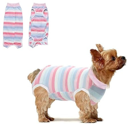 KIVIQ Traje de perro Hunde-Erholungsanzug, weicher, atmungsaktiver Haustier-Body, Haustier-Anti-Lecken-Hundekleidung, Haustier-Chirurgie-Anzug, Ersatz-E-Halsband für Welpen, kleine Hunde