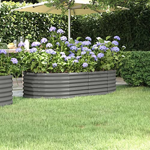 FOZICV Macetero gris 152 x 80 x 36 cm de acero para exteriores, macetero de acero para exteriores, jardinera grande