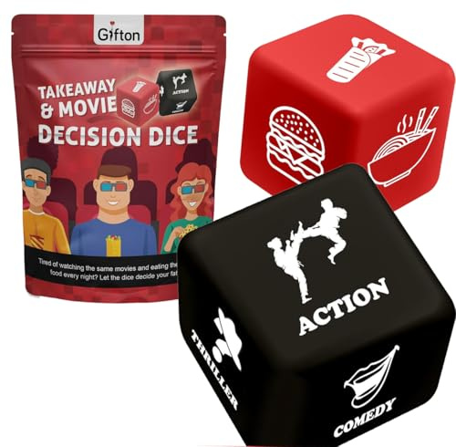 Gifton - Movie Dice Cinema Takeaway Dice Game - Novelty Funny Gift for Men Women Adults - Joke Gag Birthday Present for Teens Him Her Office Secret Santa - Christmas Stocking Filler