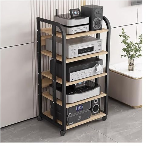 audio rack hifi regal 3/4/5 -Etage AV-Medienständer Stereoschrank Video-Komponenten-Rackhalter, Modernes Multifunktionales Elektronikregal Für DVD-Player/Verstärker ( Color : Black-#1 , Size : 5 Layer