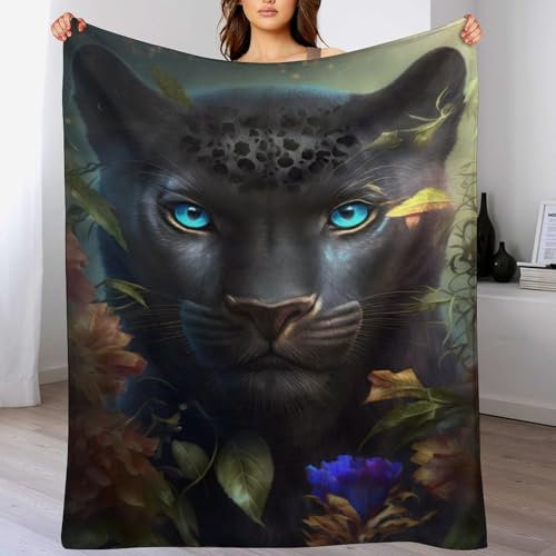 Fantasy-Schwarzer Panther Decken Leicht Super Weicher Flannel Fleece-Decken Bedruckt Flauschige Warme Decken Für Bett, Sofa, （150×200cm）