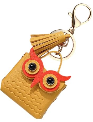 Eule Taschenanhänger – Eule Geldbörse Charm | Eule Schlüssel | Leder Quaste winzige Tasche Schlüssel | Eule Münzbörse Schlüsselanhänger Multifunktionaler Leder Winzige Tasche Schlüsselhalter für