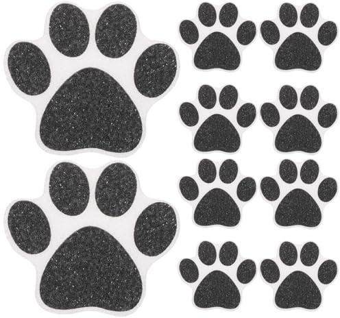 Amosfun Anti-Rutsch Sticker Pfotenabdruck 9.5X9.5 cm Selbstklebende Antirutsch Pads Für Badewanne Dusche Küche rutschfest Dekorativ Schwarz