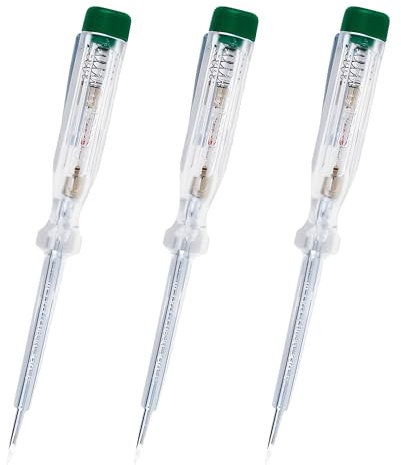 O4L Einpoliger Spannungsprüfer/Phasenprüfer mit fest integrierter Glimmlampe, Schraubendreherklinge und Ansteckclip aus Metall, Made in Germany, 3 Stück