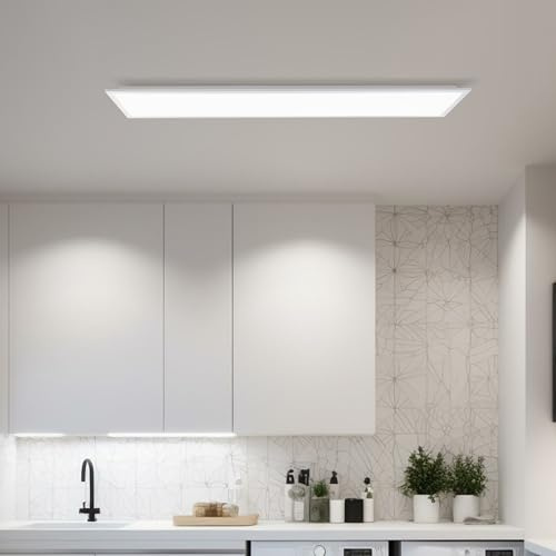 Lightbox Grundläggande LED-yta | 120 x 30 cm | Tidlös vägg- och takpanel med vit ram och neutral vit ljusfärg (4 000 K) | 4 600 lm | för varje rum | aluminium/plast
