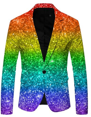 Generisch Glitzer Sakko Herren - Pailletten Blazer Slim Fit FestlFür Weihnachten Und Freizeit - Glitter Outfit Jacke