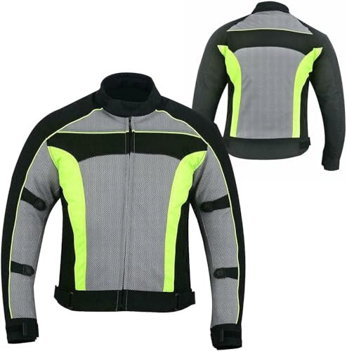 Motorrad Textil jacke Herren Sommer mit Protektoren Atmungsaktive Mesh-Bikerjacke Motorrad Roller Textil Jacke Motorrad Sommmer Jacke (DE/NL/SE/PL, Alphanumerisch, 3XL, Regular, Regular, GREEN)