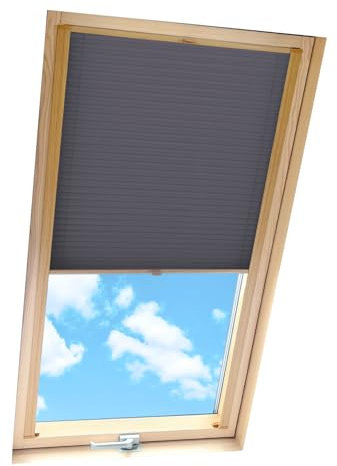 Home-Vision® Dachfenster Premium Plissee Faltrollo mit Bohren Dachfensterkompatibel (Graphit für P10 - Holzfarben) Dachfensterrollos Blickdicht Sonnenschutz, Montage inkl