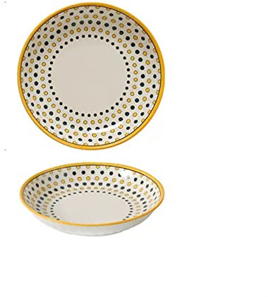 GLigeT Assiettes Assiette en céramique Disque ménager Cuisine Assiette à Manger Couverts Ronds Assiette à Dessert Vintage Assiette Plate Simple Paquet Unique Quatre Paquet Assiettes Plates(D)